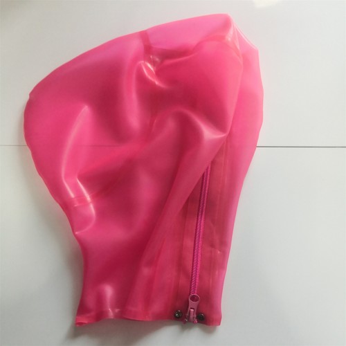 Transparent pink latex hood - transparent,