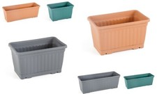 2x Trough Plant Pot Long Plastic Planter Outdoor Garden Window Herb Flower Box