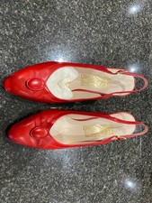 Salvatore Ferragamo Red Slingback Shoes with Button Detail Size UK5.5 US8