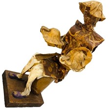 Mexican Folk Art Sculpture Hat Maker Seller Paper Mache Mix Media outsider