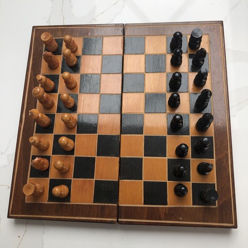 Vintage chess set carved - set,