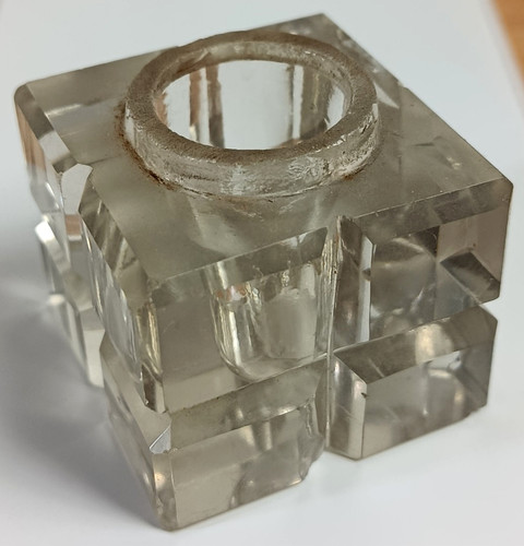 Antique crystal inkwell - crystal, cut