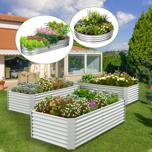 Galvanised steel raised garden - galvanised,