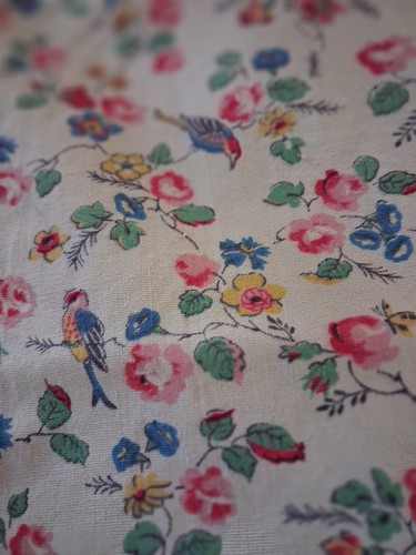 Vintage french cotton fabric - cotton,