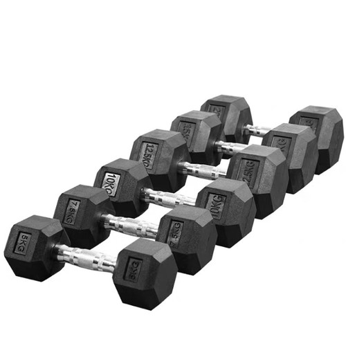 Rubber hex dumbbell - hex,