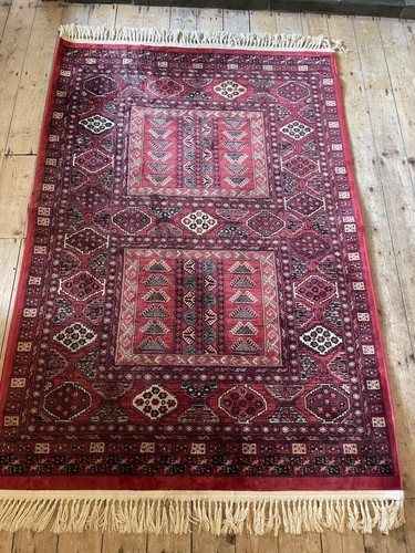 Large rug red patterned made - rug,