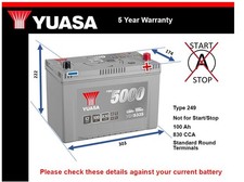 Car Battery YBX5335 Yuasa 249
