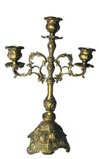 Antique French Metal Brass Candelabras Depose Pair 44cm Tall Vintage ra