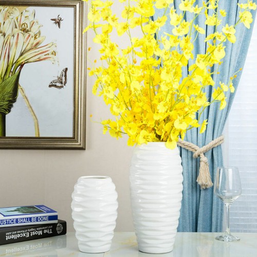 White flower vase glazed - flower,