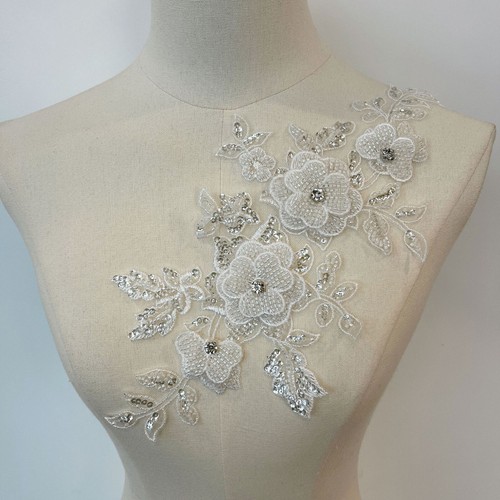 Beaded lace applique sew - sew, on