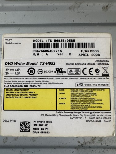 Toshiba h653b dvd writer - ts-h653b,