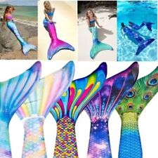 Adults Women Mermaid Tail Swimwear Swimsuit Kids Girls Swimmable Fins Monofin