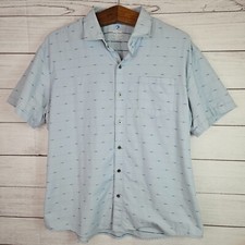 Men's Kuhl Nylon Shirt Outdoors Hiking Button Up Short Sleeve Blue XL