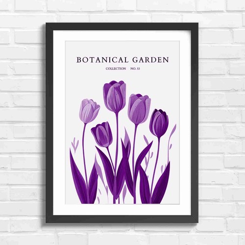 Multicolor tulip botanical - tulip, art