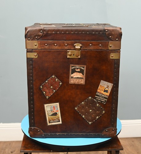 Leather steamer trunk - steamer, case