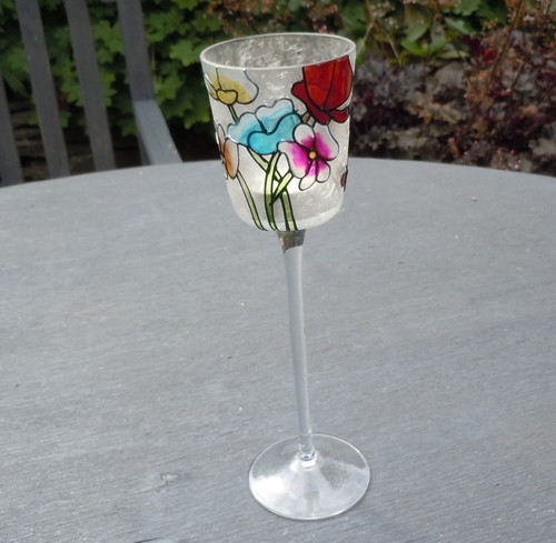 Hand painted tall glass - tall,