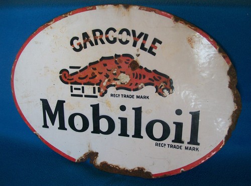Vintage enamel sign gargoyle - sign,