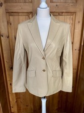 Mango 100% Lambs Leather Tan Blazer Coat UK 12-14