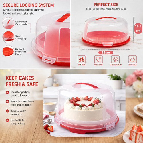 Round cake carrier storage box - round,