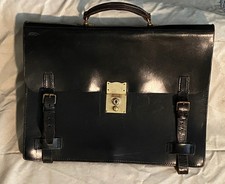 Vintage Tanner Krolle Black Leather Briefcase - Made in England for T. Anthony