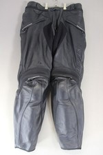 DAINESE BLACK LEATHER BIKER TROUSERS WITH KNEE/SHIN CE ARMOUR: WAIST 34"/LEG 33"