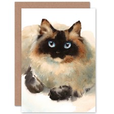 Cat Ragdoll Face Watercolour Card With Envelope