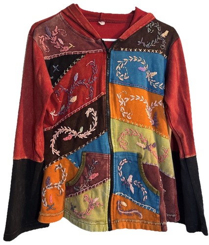 Boho patchwork embroidered zip - patchwork,