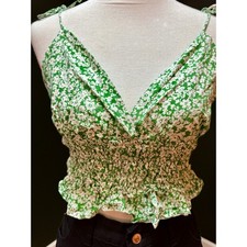 Sim & Sam Green Ruffle V Neck