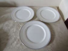 Vintage Pall Mall Ware China Tea Set White Black Band Set 3 Dinner plates 27cm