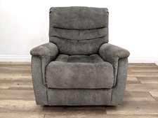 ARMCHAIR Manual Recliner Rocker Swivel Chair Grey Faux Suede FREE DELIVERY