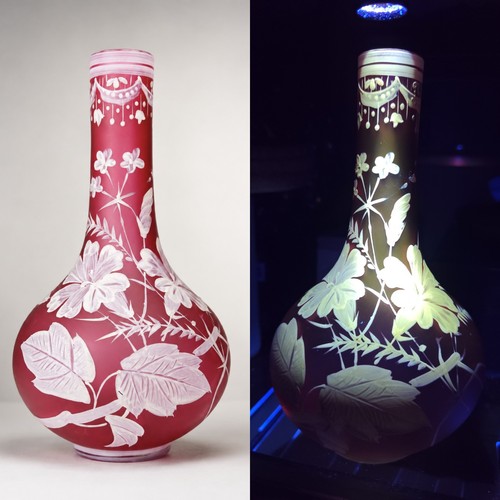 Antique hand painted cranberry - painted,