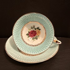 Vintage Royal Grafton Tea Cup Saucer Green And Gold