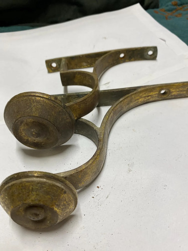 Pair large antique brass - of,