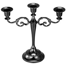 Candelabra Candle Holders 3 Arm Metal Candlestick Stand for Taper Candles Black