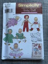 New Uncut Simplicity 4707 Baby Dolls Wardrobe S 12”-14”, M 16”-18” L 20”-22”