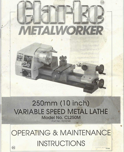 Clarke lathe instruction - lathe,
