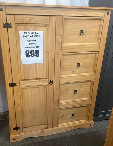Corona tallboy wardrobe pine - wardrobe, 1