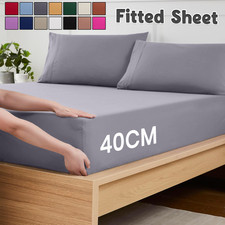 Extra Deep Fitted Sheet 40CM Bed Sheet Single Double King Super King Bed Sheets