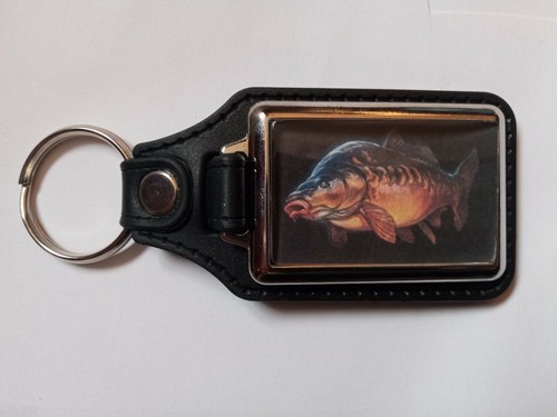 Carp fishing leather keyring - fishing,