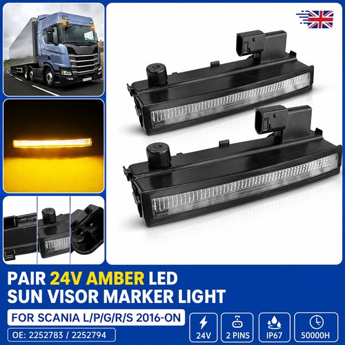 Pair amber led sun visor - pair,