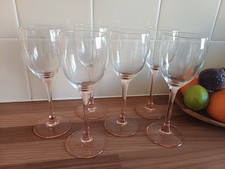 French Luminarc pink stem wine