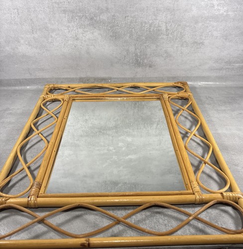 Vintage rattan wall mirror - rattan,