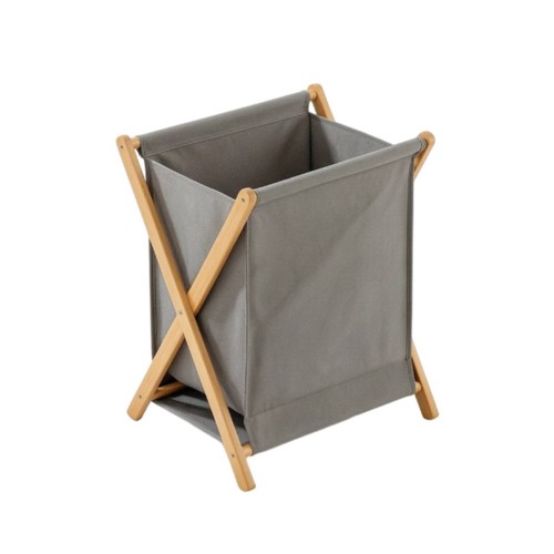Textile bin with wooden frame - wooden,