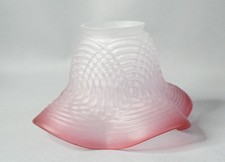 Art Nouveau Organic Victorian Cranberry Satin Glass Lamp Shade Bell Ruffled Rim