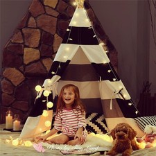Classic 65" Large Canvas Kids Teepee Tent Indian Wigwam Child Play House &Window