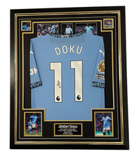 Framed JEREMY DOKU of CITY Signed Shirt Autographed Jersey & Certificate