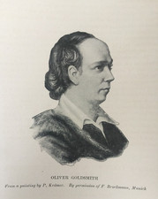 Antique c1910 Portrait Print – Oliver Goldsmith – P. Kramer – Literary Art