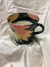 Pru Green Studio pottery lovely  decorated mug 9.5 cm tall Signed