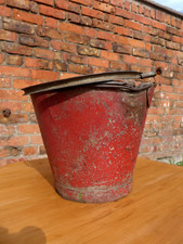 Vintage Galvanised Fire Bucket For Sand Kindling Coal Storage Planter Mancave