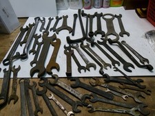 48 VINTAGE SPANNERS to include 2 FACOM FRENCH GEARBOX SPANNERS